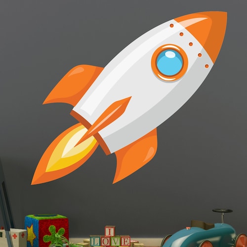 Rocket Ship Wall Decal Space Wall Art Kids Bedroom Vinyl Wall Etsy