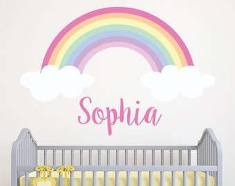 Personalized Name Wall Decal Rainbow Wall Art Decal Girls Nursery Bedroom Vinyl Wall Decor