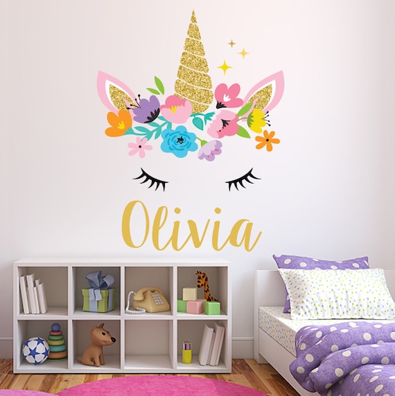 Personalzed Name Uncorn Wall Decal - Uncorn Wall Decals - Nursery