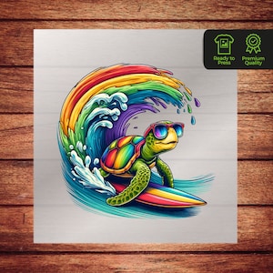 Sea Turtle DTF Transfer, Colorful Turtle Design for Kids Apparel T Shirt, Perfect Custom Tees , Ready to Press Animal DTF Graphic