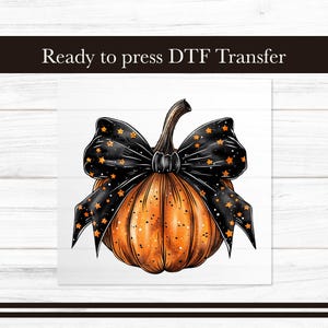 Pumpkin Coquette Bow DTF Transfer, Fall Iron on Transfers Design, Halloween Autumn Ready to Press Graphic, DTF for T-Shirts Apparel Gift DIY