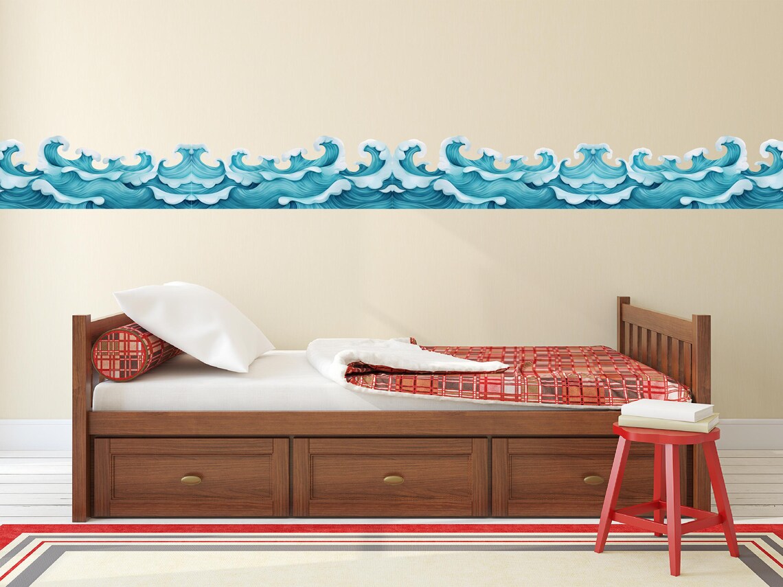 Waves Wall Decal Border Sea Waves Wall Stickers Nursery Ocean Waves ...