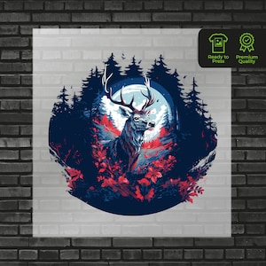 Deer DTF Transfer - Mountain Deer Heat Transfer for Apparel T Shirts Hunting - Ready to Press Custom DTF Transfers Prints