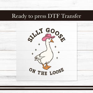Silly Goose on the Loose DTF Transfer, Retro Cowgirl Iron on Transfers Design, Funny 90s Ready-to-Press Apparel, DTF for T-Shirt Gift DIY