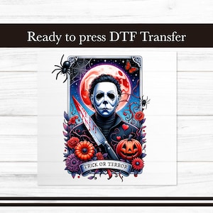 Trick or Terror DTF Transfer, Scary Iron on Transfers Design, Horror Ready to Press Graphic , DTF for T-Shirts Gift Sublimation DIY