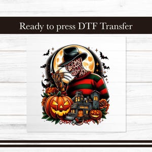 Horror Halloween DTF Transfer, Scary Movie Iron on Transfers Design, Haunted House Ready to Press Graphic Apparel, DTF for T-Shirts Gift DIY
