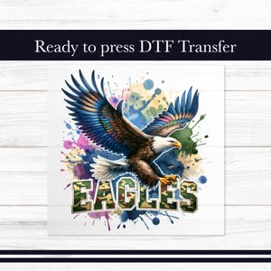Eagles DTF Transfer, Camouflage Mascot Ready-to-Press Design for Kids Apparel, Football Iron on Transfers DTF for T-shirts Sublimation Gift