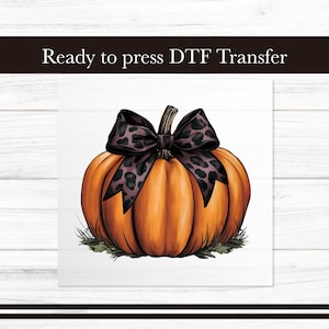 Pumpkin DTF Transfer, Coquette Bow Fall Iron on Transfers Design, Halloween Party Ready to Press Graphic, DTF for T-Shirts Apparel Gift DIY