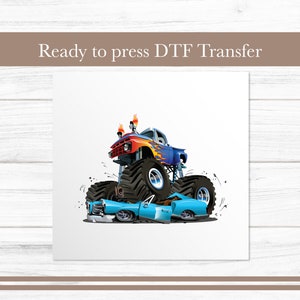 Monster Truck DTF Transfer, Cool Truck Design, Ready-to-Press Graphic for Kids Apparel Custom, Iron On Monster Trucks DTF Transfers Prints