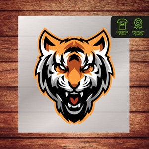 Transferência Tiger DTF - Transferência de calor de cabeça de tigre para camisetas com tema animal Roupas gráficas - Pronto para prensar impressões de transferências DTF personalizadas