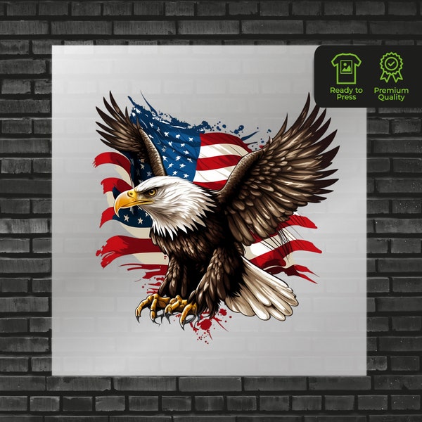 Eagle DTF Transfer, American Eagle Design for Apparel T Shirt, Perfect Custom Tees , Ready to Press DTF Patriotic Animal 4 July Graphic