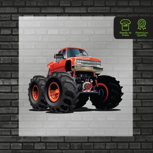 Monster Truck DTF Transfer, Cool Truck Design, Ready-to-Press Graphic for Kids Apparel, Iron On Monster Trucks DTF Transfers Prints