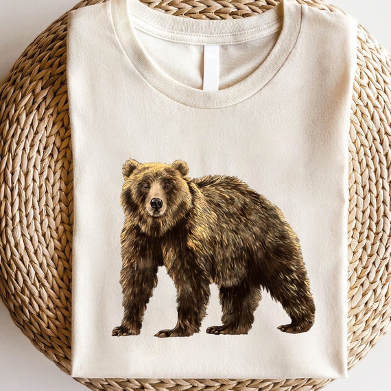 Bear DTF Transfer, Wild Brown Bear Design, Ready-to-press Graphic