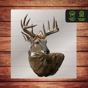Deer DTF Transfer, Hunting Design, Ready-to-Press Graphic for Apparel, Inspired Hunting Deer Head T Shirt