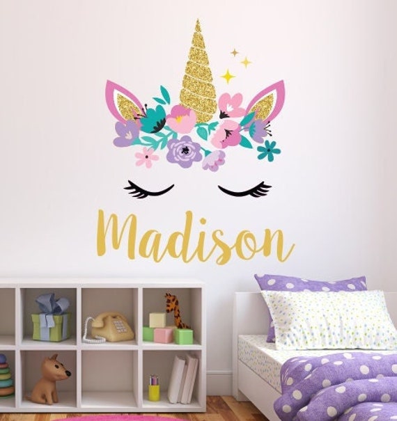 Personalized Name Wall Decals Unicorn Wall Decal Art Custom Etsy