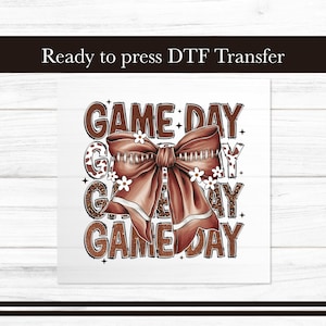 Game Day Coquette Bow  DTF Transfer, Football Iron on Transfers Design, Trendy Ready to Press Graphic Apparel, DTF for T-Shirts Gift DIY