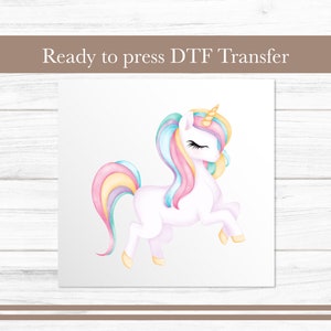 Unicorn Rainbow DTF Transfer, Cute T Shirt Heat Transfer Design, Ready-to-Press Custom Kids Apparel, Unicorn Girl DTF Transfers Prints