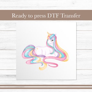 Unicorn DTF Transfer, Cute Unicorn T Shirt Design, Ready-to-Press Graphic for Kids Apparel, Custom Unicorn Girl DTF Transfers Prints