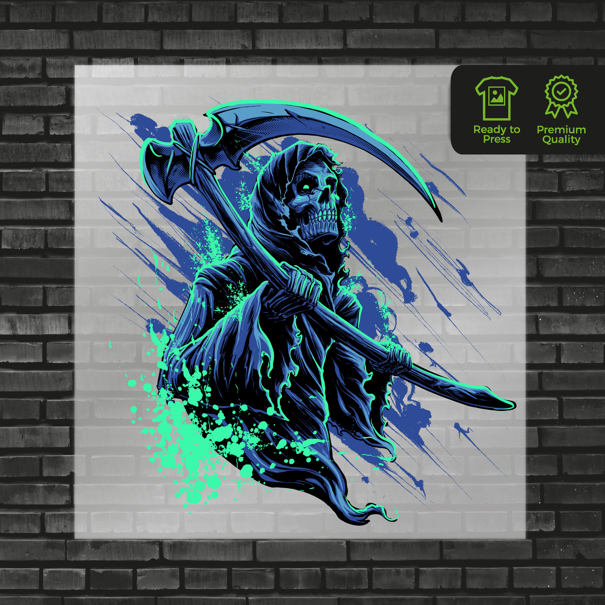 Grim Reaper DTF Transfer, The Reaper Design, Ready to Press, Death Graphic T Shirts Clothing Heat Press DTF Transfers
