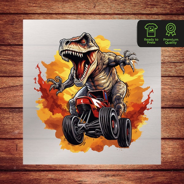 Raptor Monster Truck DTF Transfer, T Rex Design for Kids' Apparel T Shirt, Perfect Custom Tees , Ready to Press DTF Graphic
