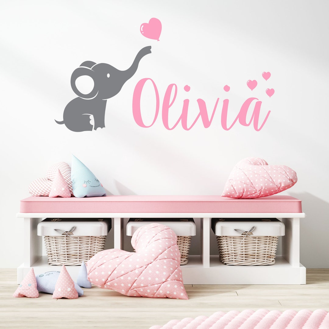 Custom Name Wall Decal - Elephant Wall Decal – Baby Girl Wall Decor -  Nursery Wall Decals for Girls - Cute Baby Elephant Wall Art - Etsy Israel, image size:1080x1080