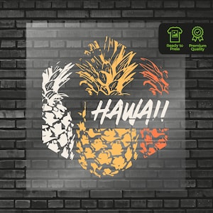 Hawaii DTF Transfer, Tropical Beach Design, Ready to Press, Graphic T Shirts Clothing Heat Press DTF Transfers Print Hawaiian Style
