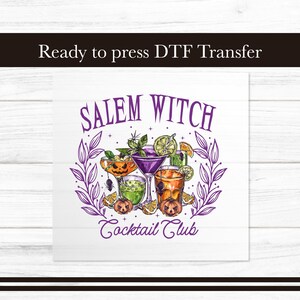 Salem Witch Cocktail Club DTF Transfer, Halloween Iron on Transfers Design, Social Ready to Press Graphic Apparel, DTF for T-Shirts DIY