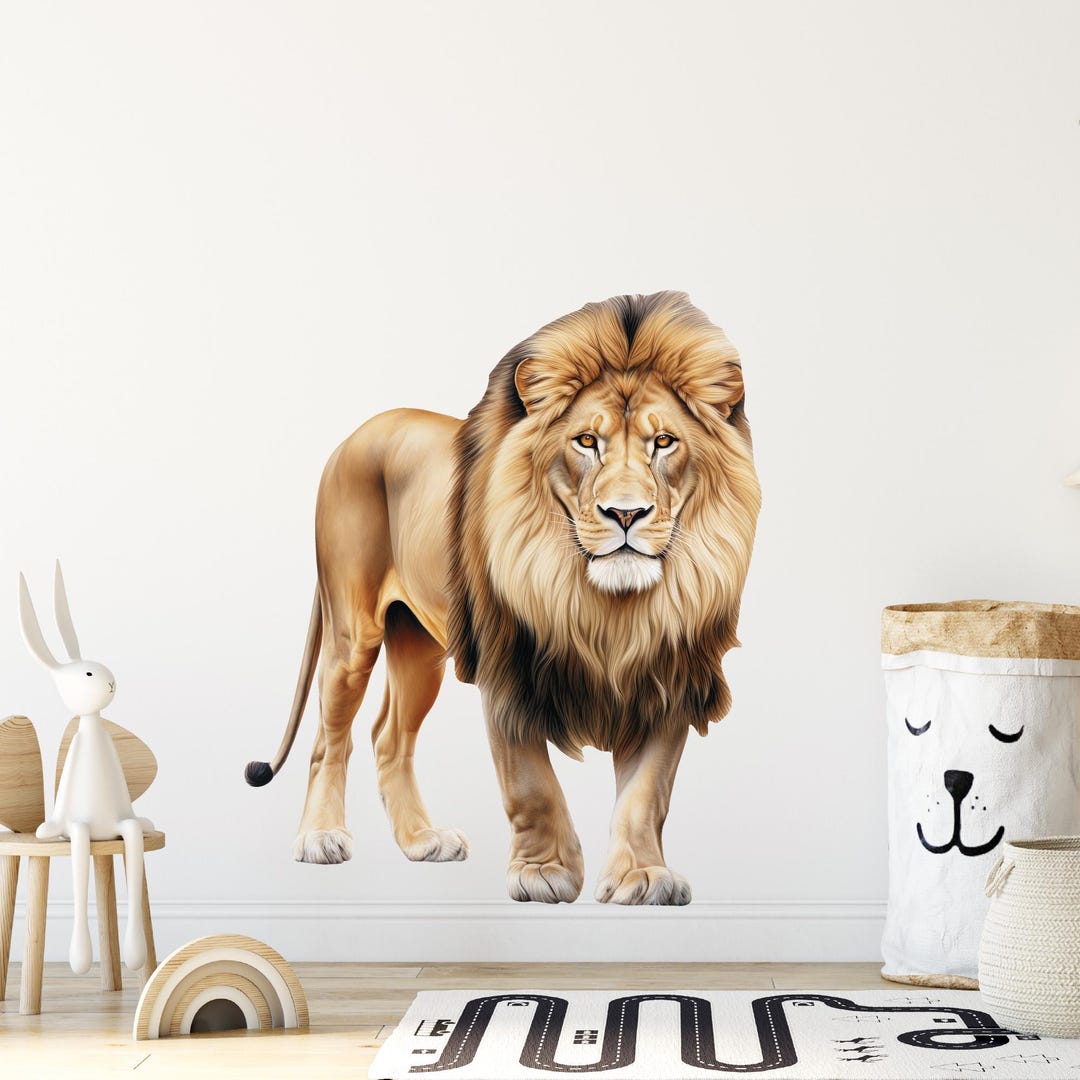 Sticker Lion Animals Lion Wall Sticker, Wall Decal, Safari Animal Wall Decor Watercolor Wall ...