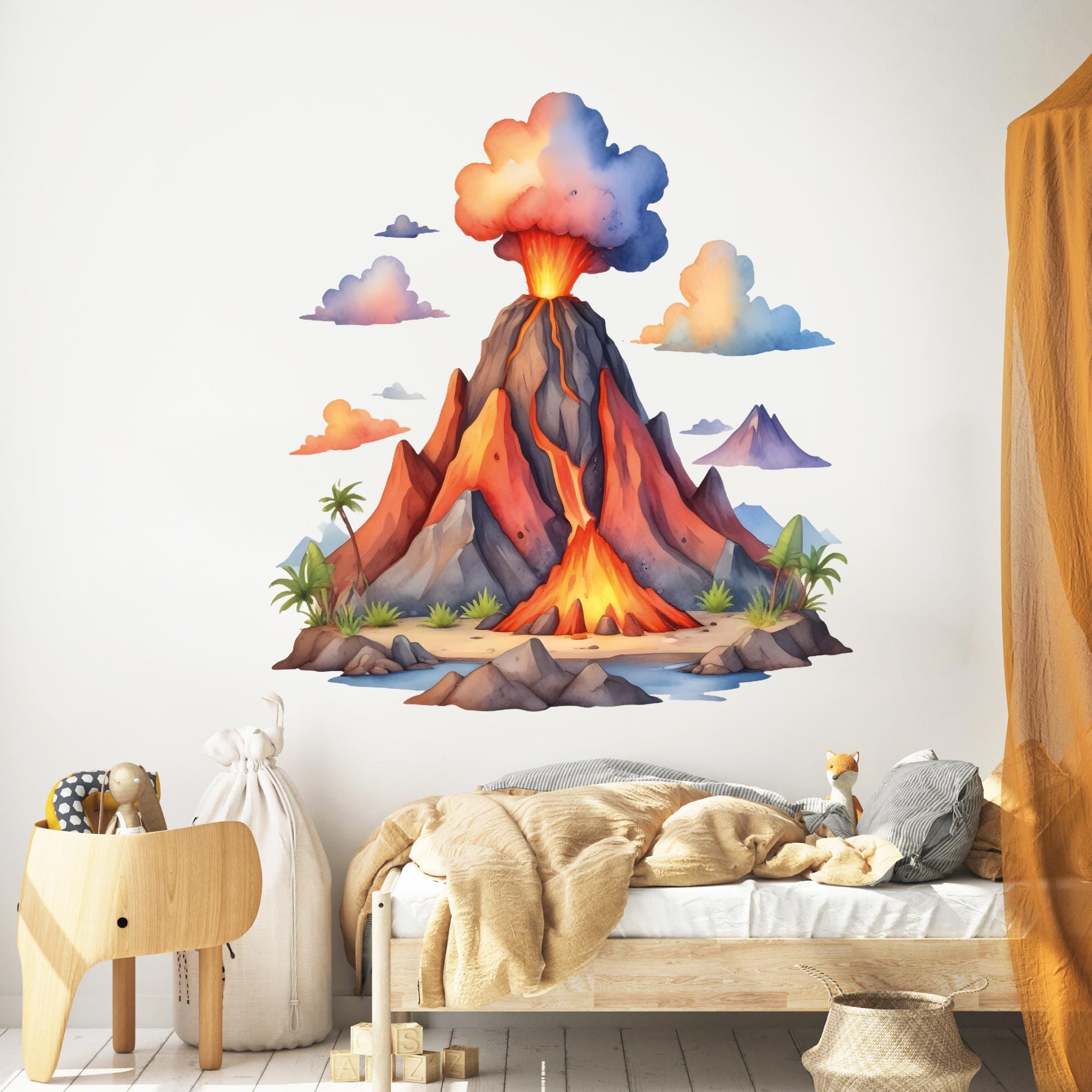 Volcano Wall Decal Dinosaurs Volcano Wall Decals Nursery Kids Bedroom ...