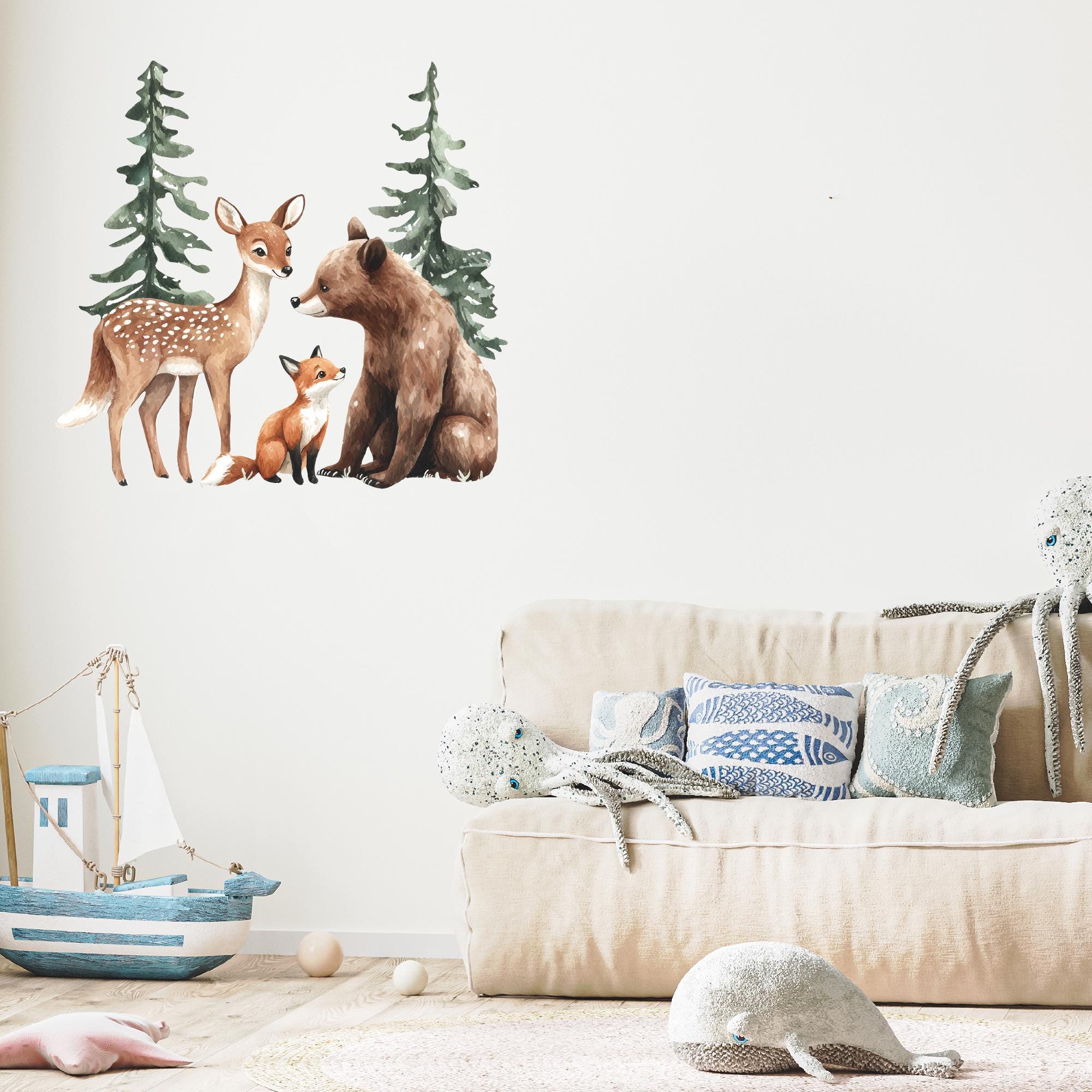 Woodland Animals Wall Sticker, Wall Decals Kids Bedroom Nursery Decor ...