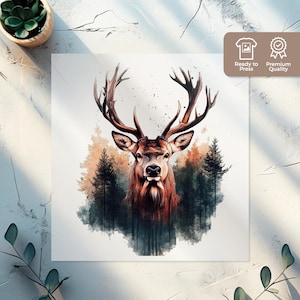 Forest Deer DTF Transfer, Hunting Iron on Transfers Design, Outdoor Ready to Press Graphic DTF for T-Shirts Gift Sublimation DIY