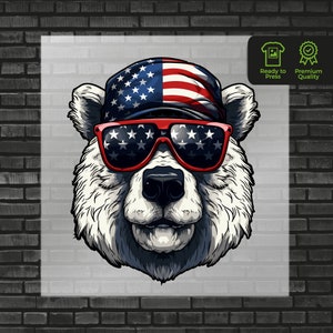 USA Bär DTF Transfer, Patriotic Animal Design für T-Shirts, bereit zum Pressen der DTF-Grafik, perfekt für den 4