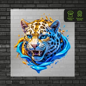 Leopard DTF Transfer, Watercolor Design, Ready to Press, Feline Animal Graphic T Shirts Clothing Heat Press DTF Transfers Print