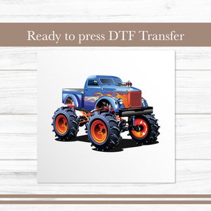 Truck DTF Transfer, Monster Truck Design, Ready to Press Heat Transfer Graphic for Kids Apparel,  Monster Trucks DTF Transfers Prints