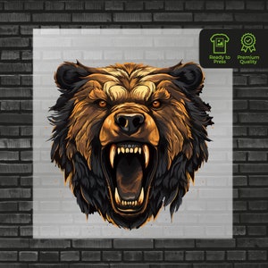 Bear DTF Transfer - Animal Bear Heat Transfer for T Shirts Clothing Outdoor - Ready to Press Custom DTF Transfers Prints