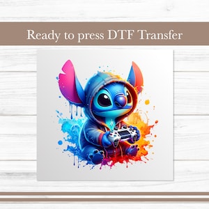 Transfert DTF de film hawaïen, design gamer mignon, graphisme prêt à l'emploi pour vêtements pour enfants, t-shirt d'illustration de point inspiré
