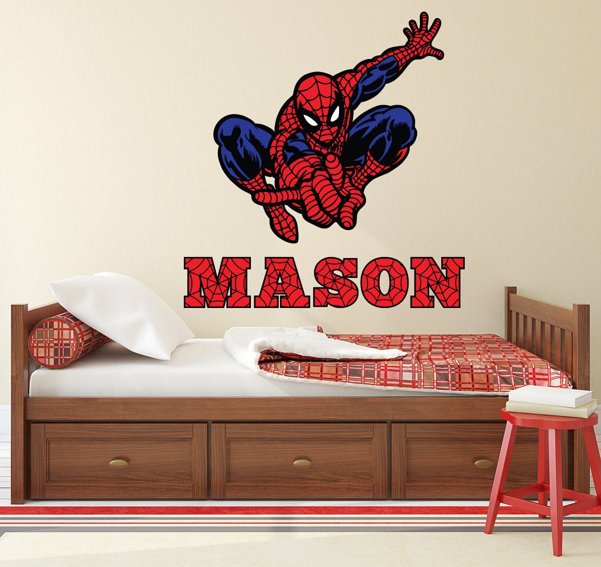 Spiderman Wall Decal Custom Name Wall Decal Boys Kids Bedroom Etsy