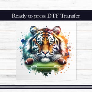 Tigers Football DTF Transfer, Team Spirit Iron on Transfers Design, Mascot Ready to Press Graphic Apparel, Sublimation DTF for T-Shirts DIY