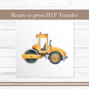 Transferencia DTF de camión de máquina de construcción, Acuarela de diseño de camión, Transferencia de calor lista para prensar para camisetas infantiles, Impresiones de transferencias DTF de camión