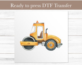 Transferencia DTF de camión de máquina de construcción, Acuarela de diseño de camión, Transferencia de calor lista para prensar para camisetas infantiles, Impresiones de transferencias DTF de camión