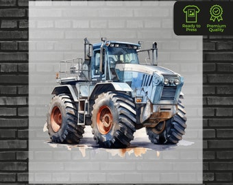 Transferencia DTF de camión volquete - Transferencia de calor de camión de construcción de acuarela para camisetas para niños - Listo para presionar impresiones de transferencias DTF personalizadas