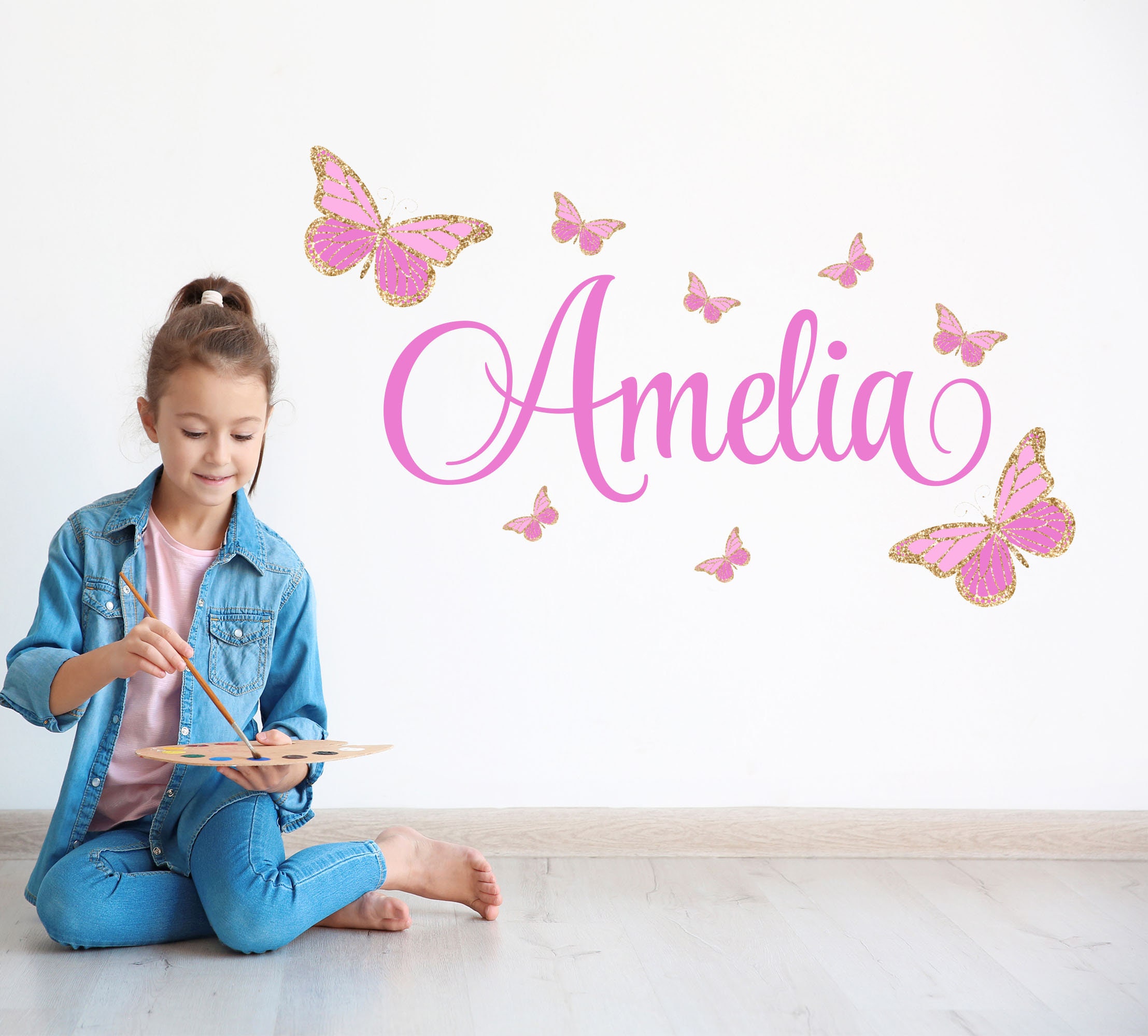 Butterfly Wall Decals - Custom Name Wall Decal – Baby Girl Wall Decor ...