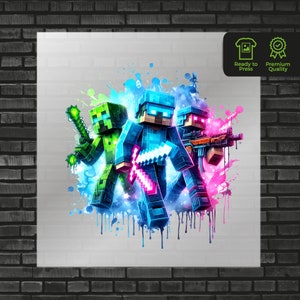 Videogame DTF Transfer, Gaming Design, Ready-to-Press Graphic for Family Apparel, Inspired Mine Illustration T Shirt