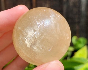 Honey Calcite Sphere: Buttery Crystal Generator, Mexico