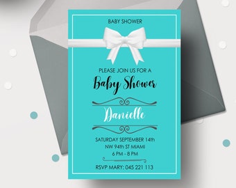 Invitación digital para fiesta de novias y amigos / Ideal para baby showers y despedidas de soltera / Temática turquesa, editable e imprimible en Canva
