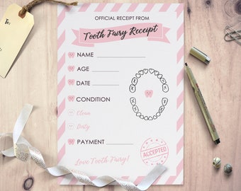 Tooth Fairy Printable Receipt, Tooth Fairy Letter Download, Tooth Fairy Certificate, Tooth Fairy Receipt Printable, Tooth fairy, Lost Tooth