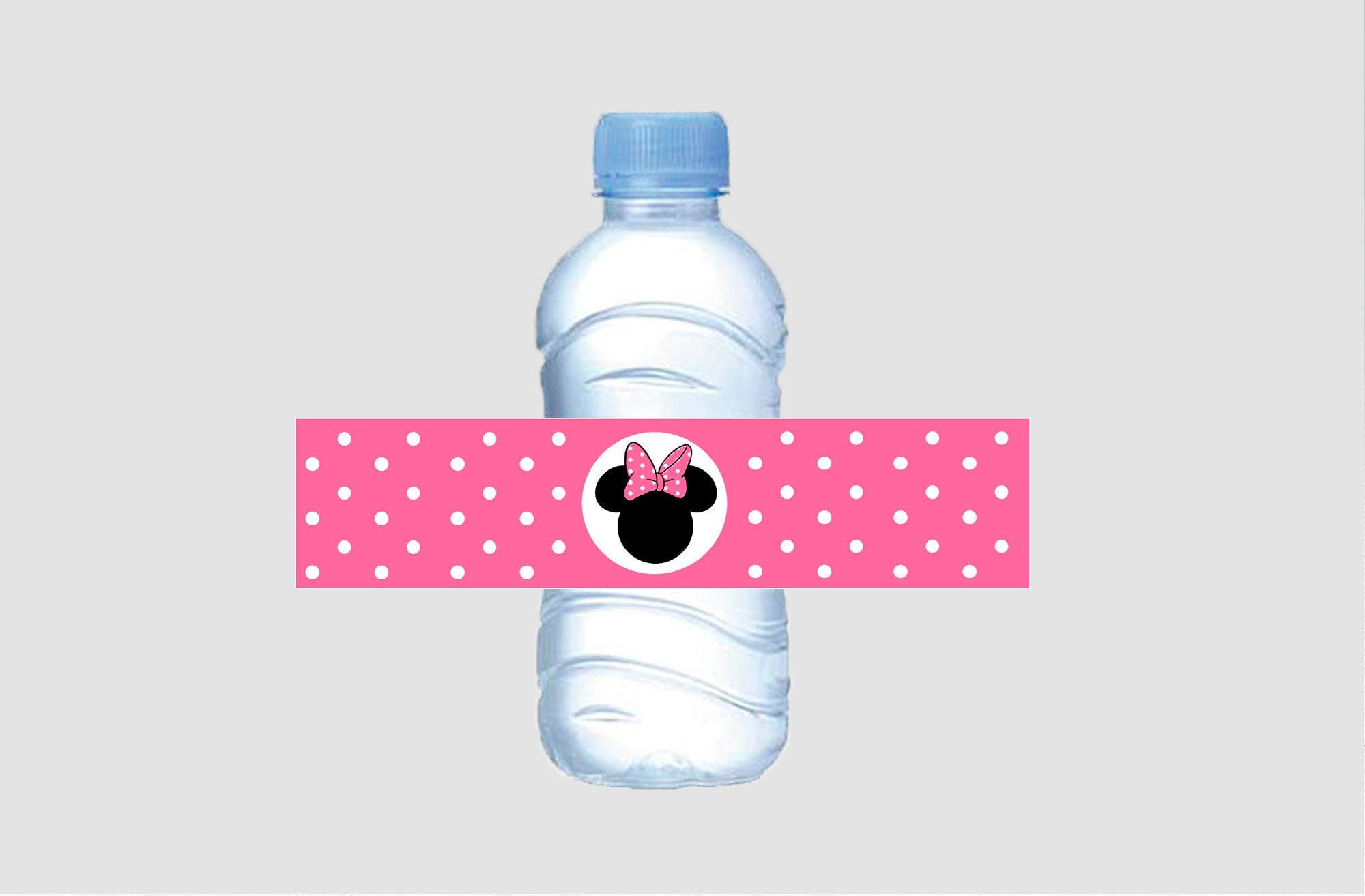 Minnie Mouse Birthday Water Bottle Label Template DIY