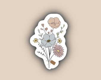 Flower Bouquet Sticker, Boho Sticker, Hydroflask Sticker, Stanley Sticker