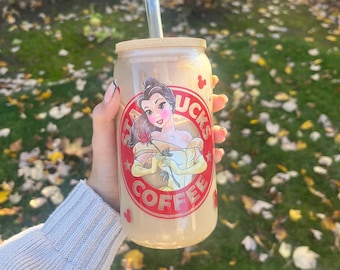 Belle Starbucks Kaffee wiederverwendbarer 16-Unzen-Glasbecher, Mitarbeitergeschenk, Muttertag, Lehrergeschenk, Geburtstag, Brautjungferngeschenk, Weihnachtsgeschenk