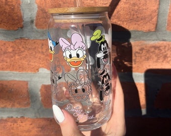 Mickey Mouse Karakter Herbruikbare 16oz Glazen Tumbler, Collega Cadeau, Moederdag Cadeau, Leraar Cadeau, Verjaardagscadeau, Bruidsmeisje Cadeau